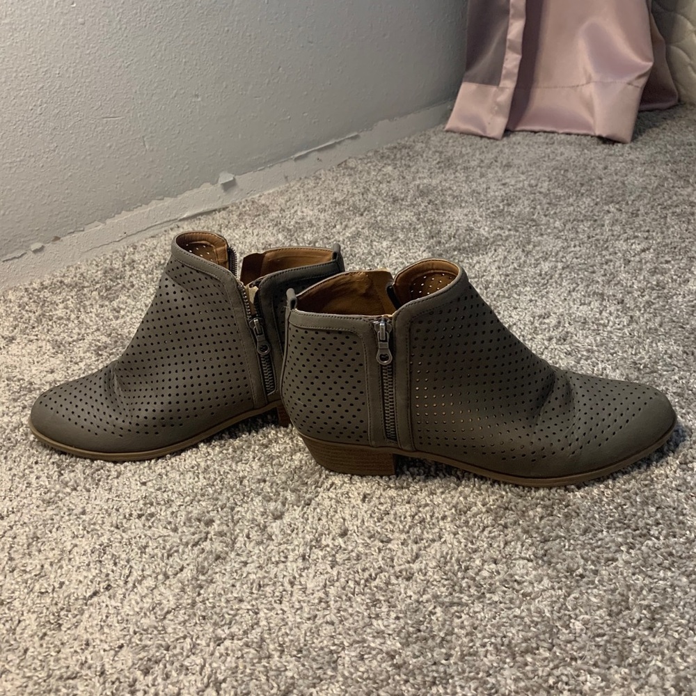 Dark tan booties